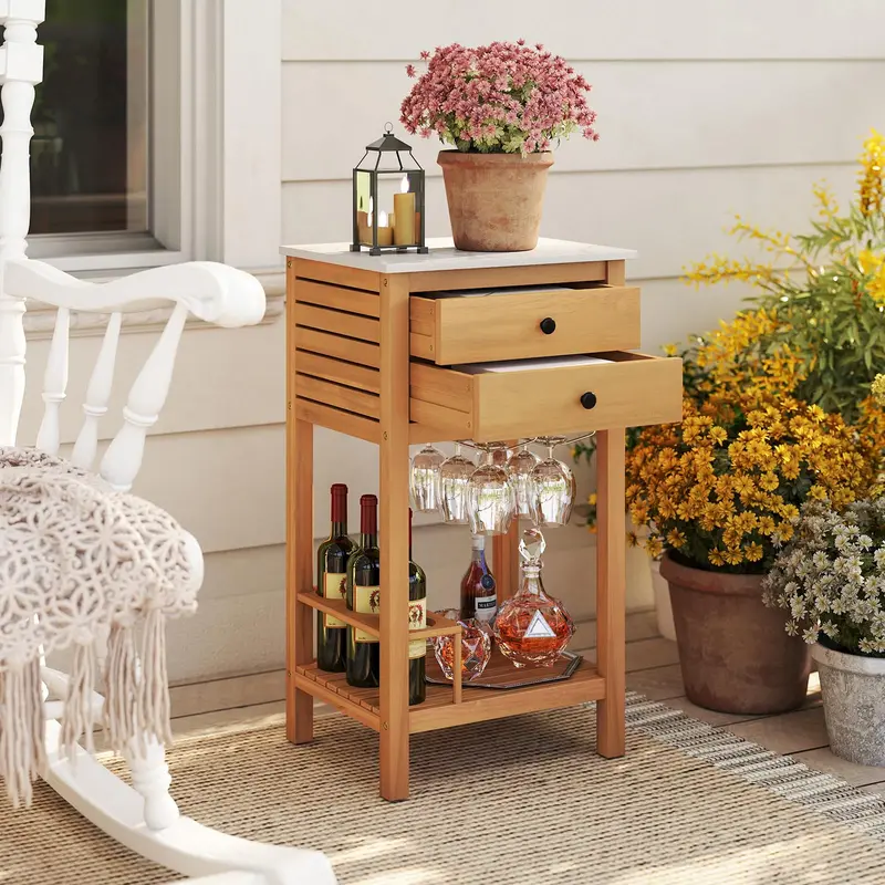 Backyard Bar Buffet Sideboard – Weather-Resistant Outdoor Serving Cabinet for Deck or Garden