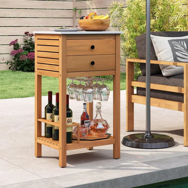 Backyard Bar Buffet Sideboard – Weather-Resistant Outdoor Serving Cabinet for Deck or Garden
