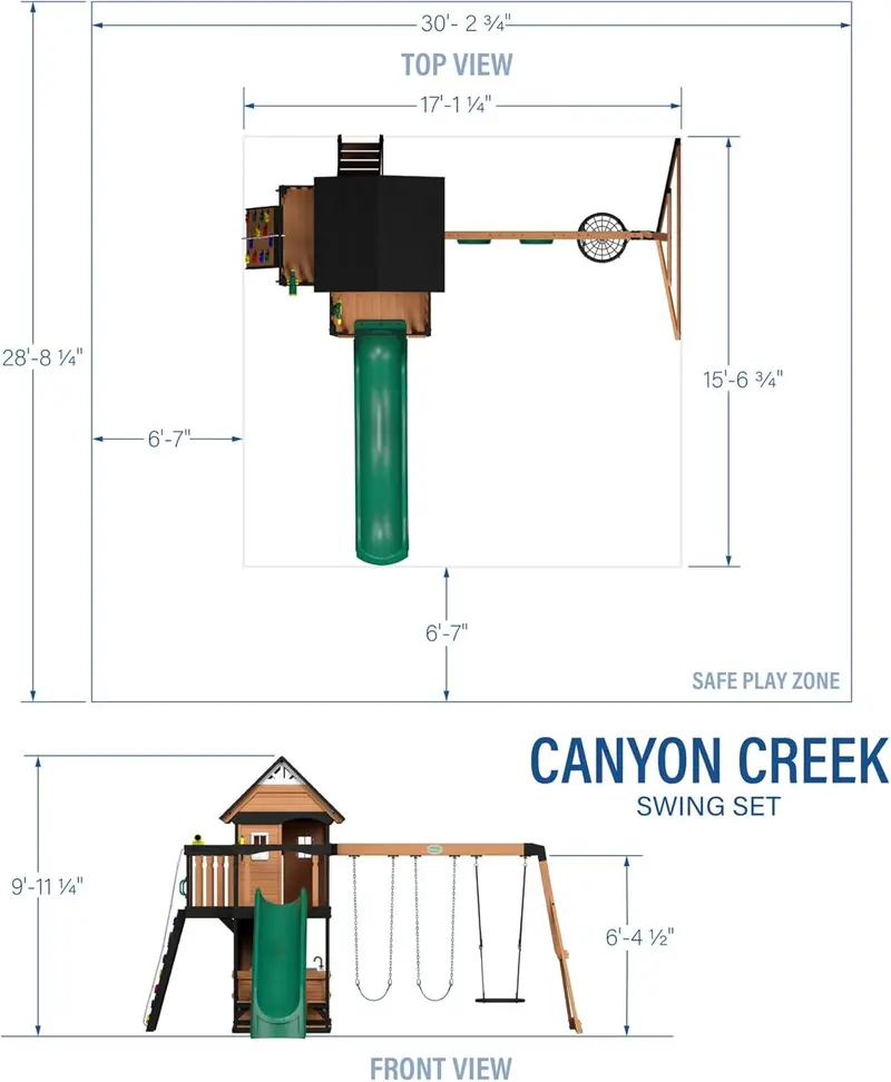 Backyard Discovery Canyon Creek Cedar Swing Set – Full-Feature Outdoor Play System with Clubhouse, Slide, Rock Wall & More