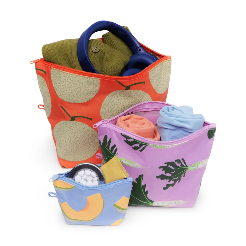 Baggu Japanese Produce Go Pouches – Set of 3, Recycled Nylon