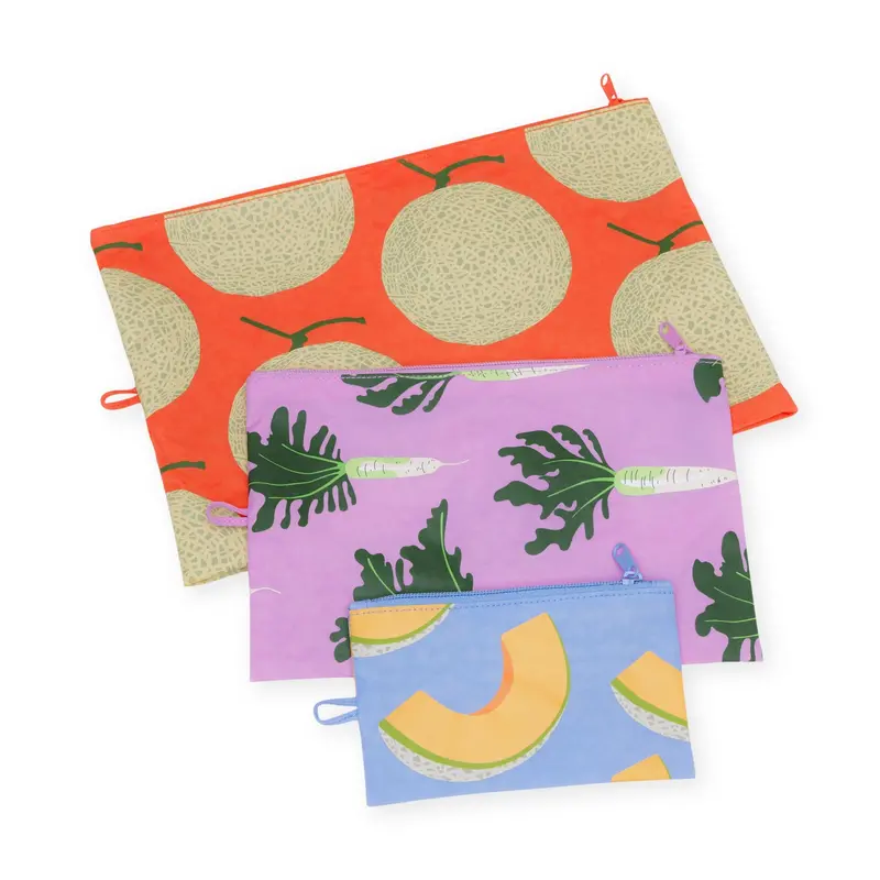 Baggu Japanese Produce Go Pouches – Set of 3, Recycled Nylon