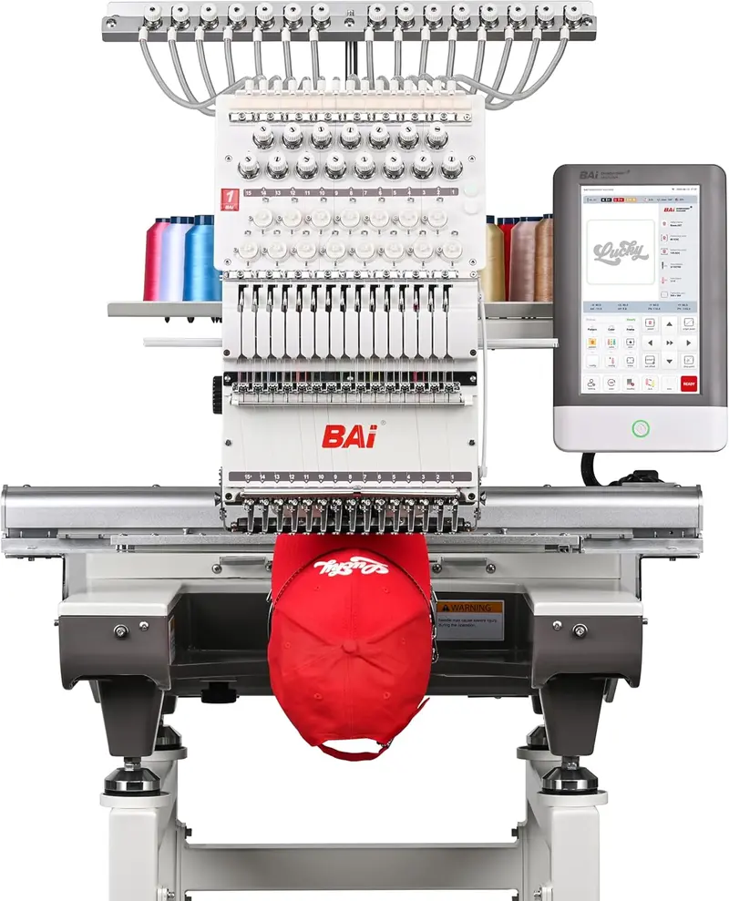 BAi Mirror 15-Needle Embroidery Machine – 20x14" Hoop Area, Touchscreen Interface, Multi-Head Capabilities