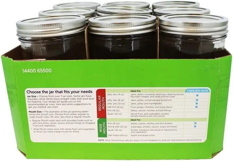 Ball Wide Mouth Mason Jars – 24 oz Glass Canning Jars with Lids, 9-Pack, Freezer & Dishwasher Safe