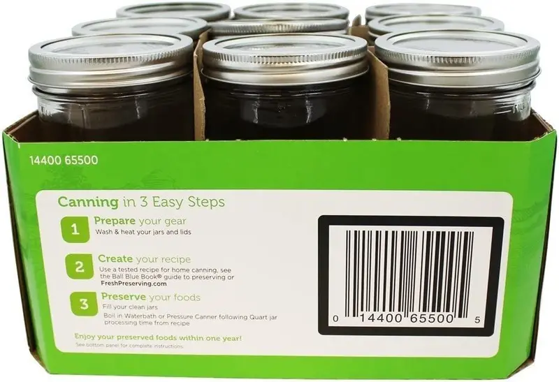Ball Wide Mouth Mason Jars – 24 oz Glass Canning Jars with Lids, 9-Pack, Freezer & Dishwasher Safe