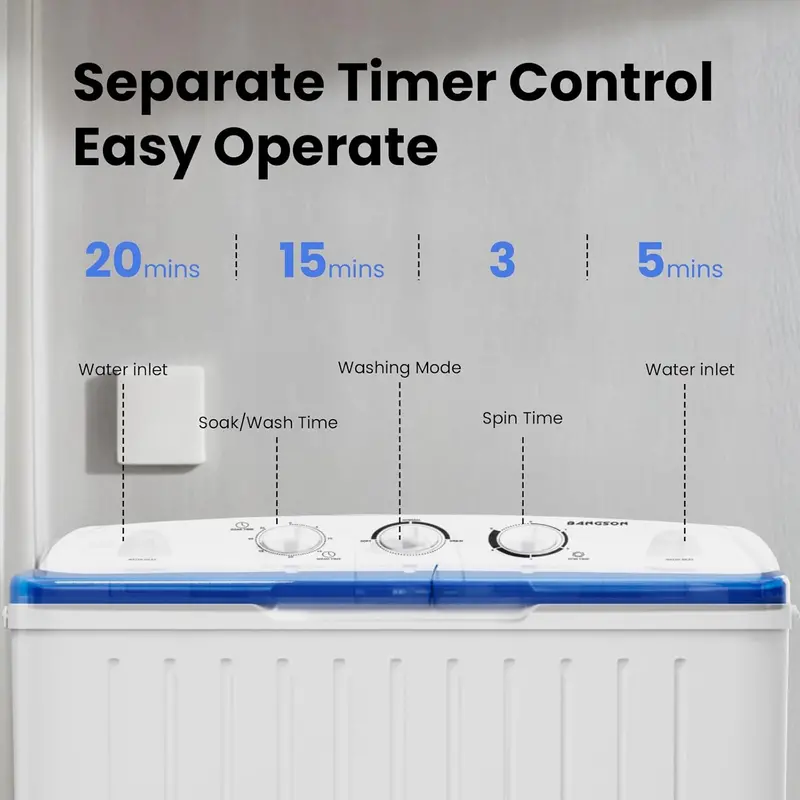 BANGSON Twin-Tub Washer & Dryer Combo – 17.6 lb Capacity Mini Laundry Set for Small Spaces
