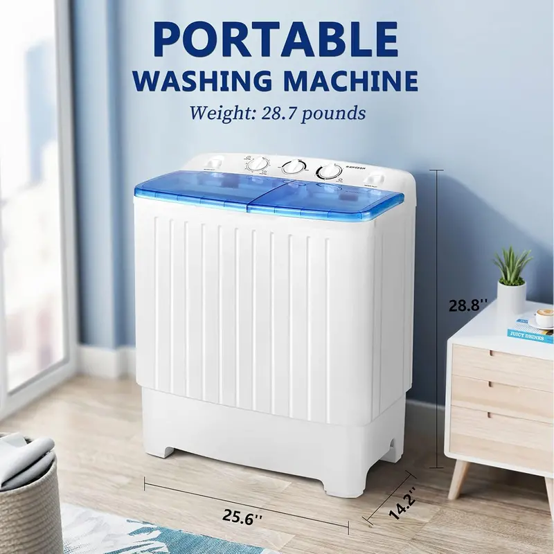 BANGSON Twin-Tub Washer & Dryer Combo – 17.6 lb Capacity Mini Laundry Set for Small Spaces