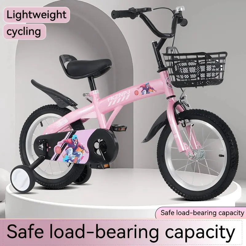 Baprem 18-Inch Kids’ Bike for Ages 5–9 – Pink Steel Frame Bicycle with Training Wheels & Sporty Design