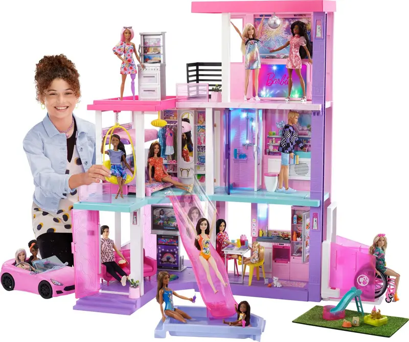 Barbie 60th Anniversary DreamHouse Playset – Includes 2 Dolls, Convertible Car, and Over 100 Role-Play Accessories