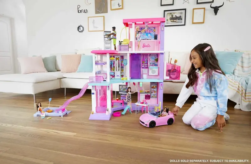 Barbie 60th Anniversary DreamHouse Playset – Includes 2 Dolls, Convertible Car, and Over 100 Role-Play Accessories