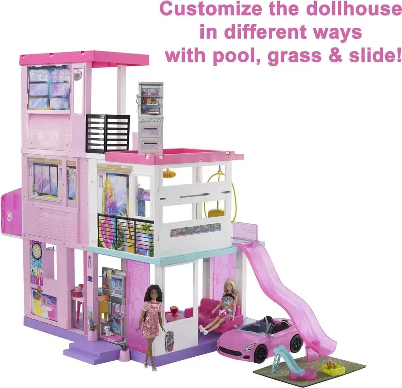 Barbie 60th Anniversary DreamHouse Playset – Includes 2 Dolls, Convertible Car, and Over 100 Role-Play Accessories