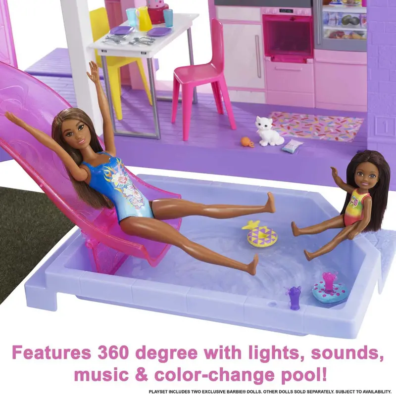 Barbie 60th Anniversary DreamHouse Playset – Includes 2 Dolls, Convertible Car, and Over 100 Role-Play Accessories