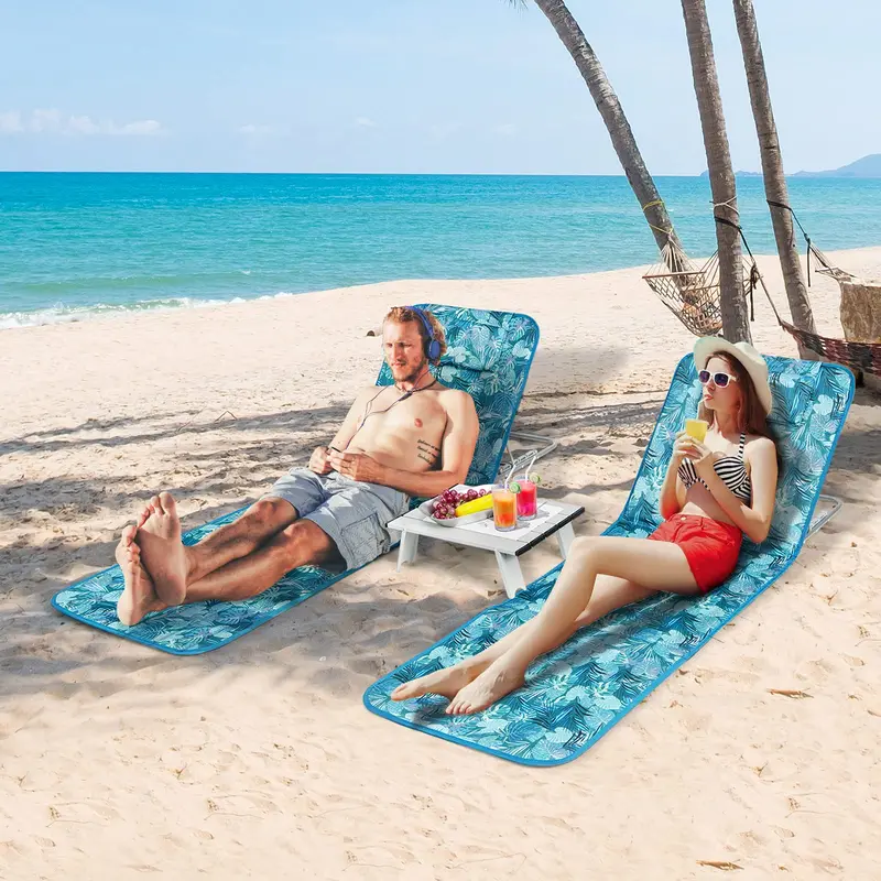 Beach Lounge Chair with Integrated Side Table – Compact & Portable Design 2
