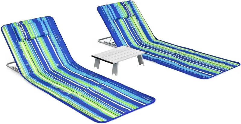 Beach Lounge Chair with Integrated Side Table – Compact & Portable Design