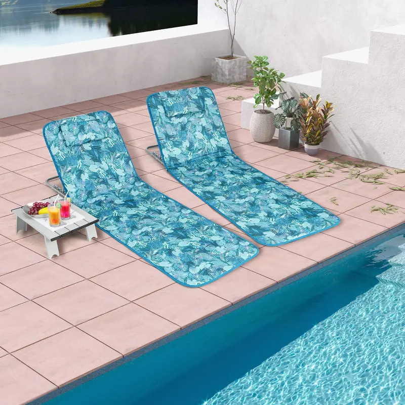 Beach Lounge Chair with Integrated Side Table – Compact & Portable Design