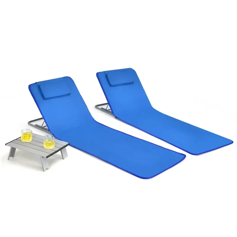 Beach Lounge Chair with Integrated Side Table – Compact & Portable Design