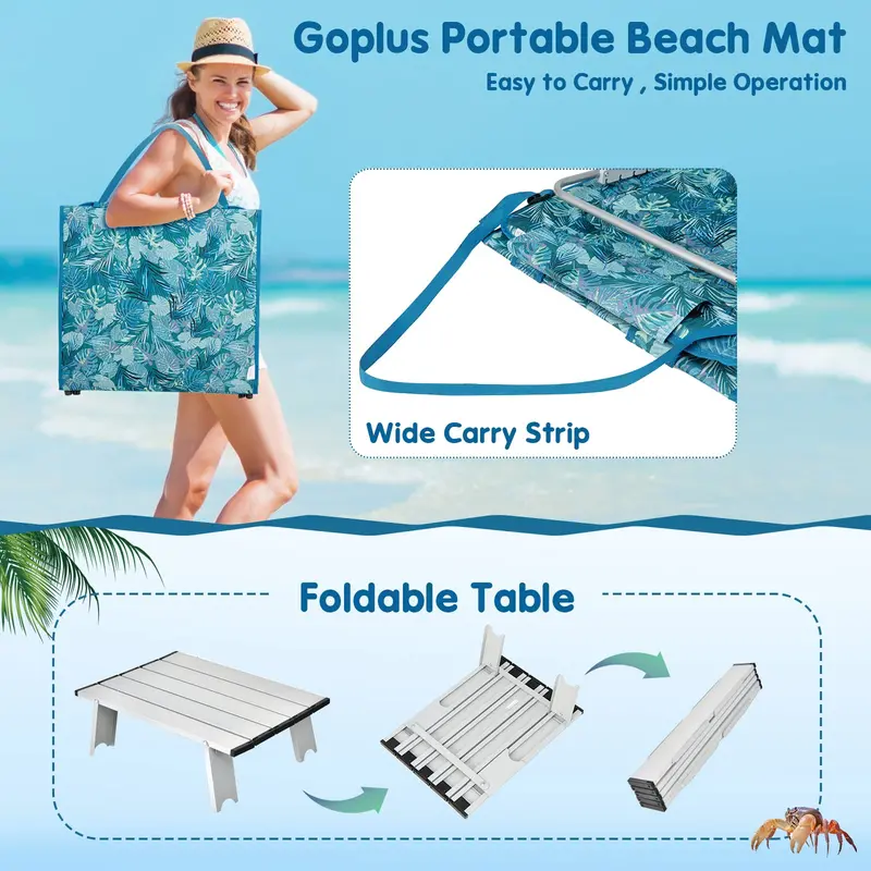 Beach Lounge Chair with Integrated Side Table – Compact & Portable Design