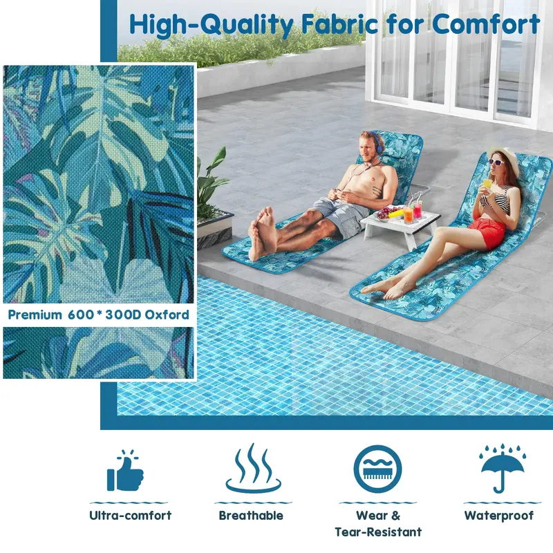 Beach Lounge Chair with Integrated Side Table – Compact & Portable Design