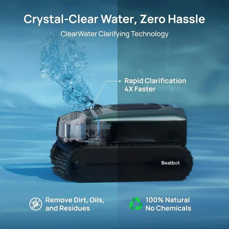 Beatbot AquaSense 2 Pro Cordless Robotic Pool Cleaner — 5-in-1 Surface Skimming, APP Control, Auto Parking & Clarification for Pools up to 3,875 Sq Ft