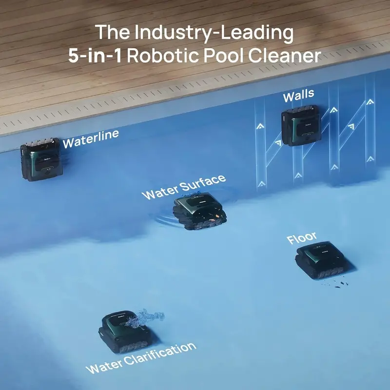 Beatbot AquaSense 2 Pro Robotic Pool Cleaner – 5-in-1 Smart Cleaning, APP Control, Surface Skimming & Water Clarification (Emerald Green) 2