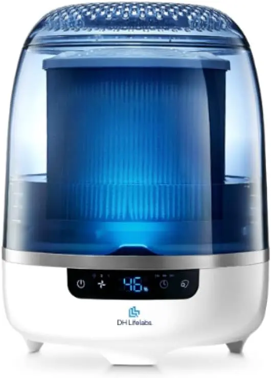 Bedroom Evaporative Humidifier + Air Purifier – HOCL Generator, Odor Eliminator & Mildew Remover for Up to 538 sq.ft 2