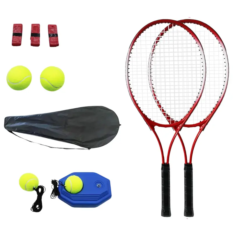 Beginner-Friendly Aluminum Tennis Racket Set – Includes Trainer Guide, Balls & Carry Bag