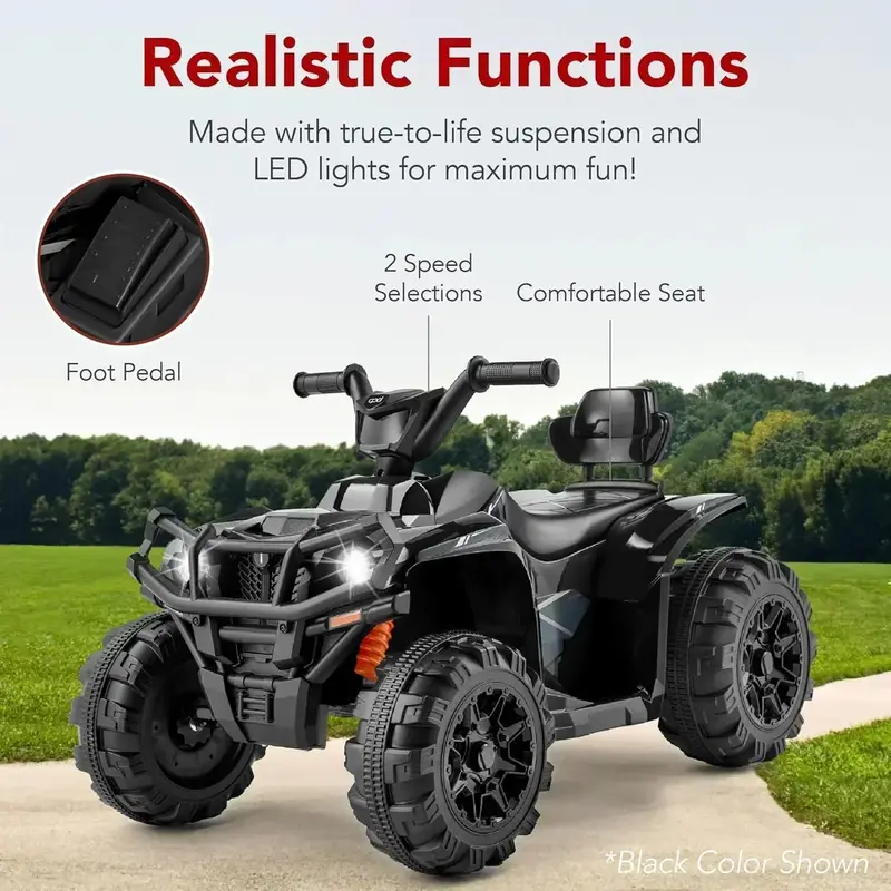 Best Choice Products 12V Kids’ Ride-On ATV – 4-Wheel Electric Quad with Bluetooth Audio