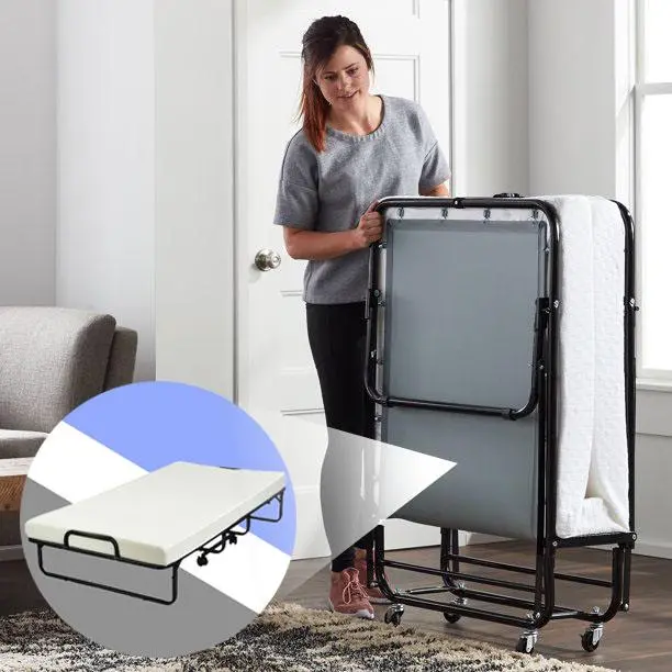 BEST Foldable Rollaway Bed – Heavy-Duty 640-LB Support with Integrated Memory Foam Mattress