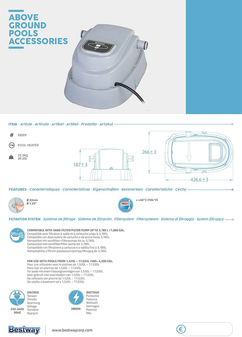 Bestway Pool Heating System – Energy-Efficient Above-Ground Swimming Pool Heater