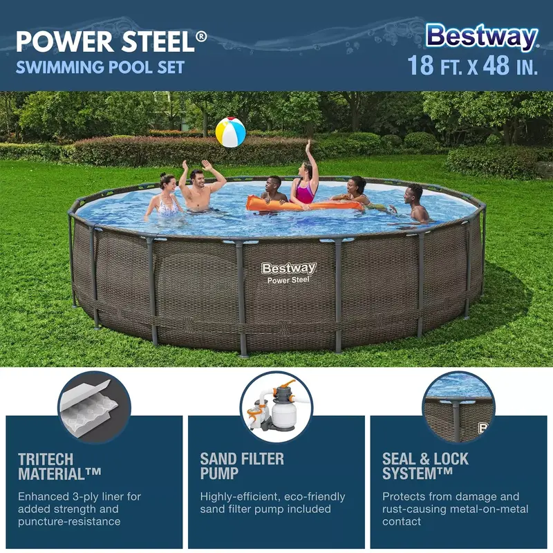 Bestway Power Steel 18-Foot Round Above-Ground Pool Set – 48-Inch Depth with Easy-Setup Frame 2