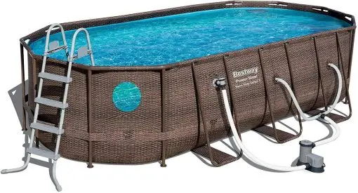 Bestway Power Steel 18' x 9' x 48" Above-Ground Swimming Pool Kit — Includes Sand Filter Pump, Skimmer, Vacuum & Reinforced Metal Frame