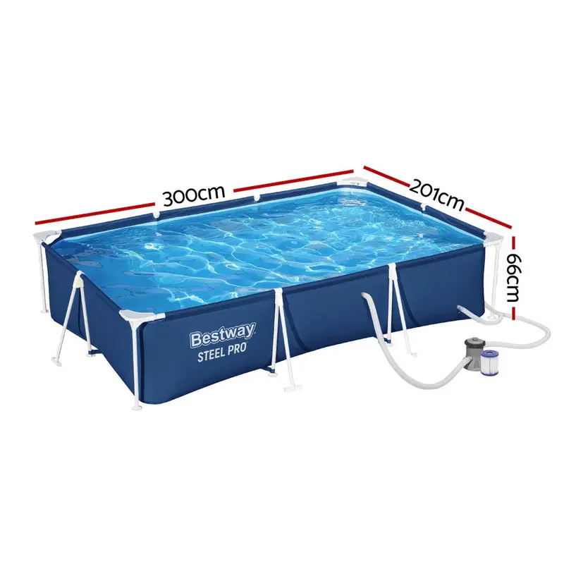 Bestway Rust-Proof Steel Frame Above-Ground Pool with Integrated Filter Pump