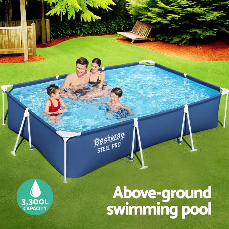 Bestway Rust-Proof Steel Frame Above-Ground Pool with Integrated Filter Pump