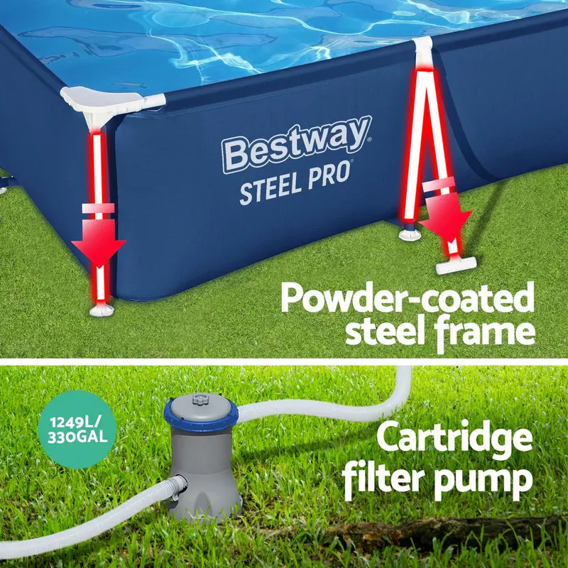 Bestway Rust-Proof Steel Frame Above-Ground Pool with Integrated Filter Pump