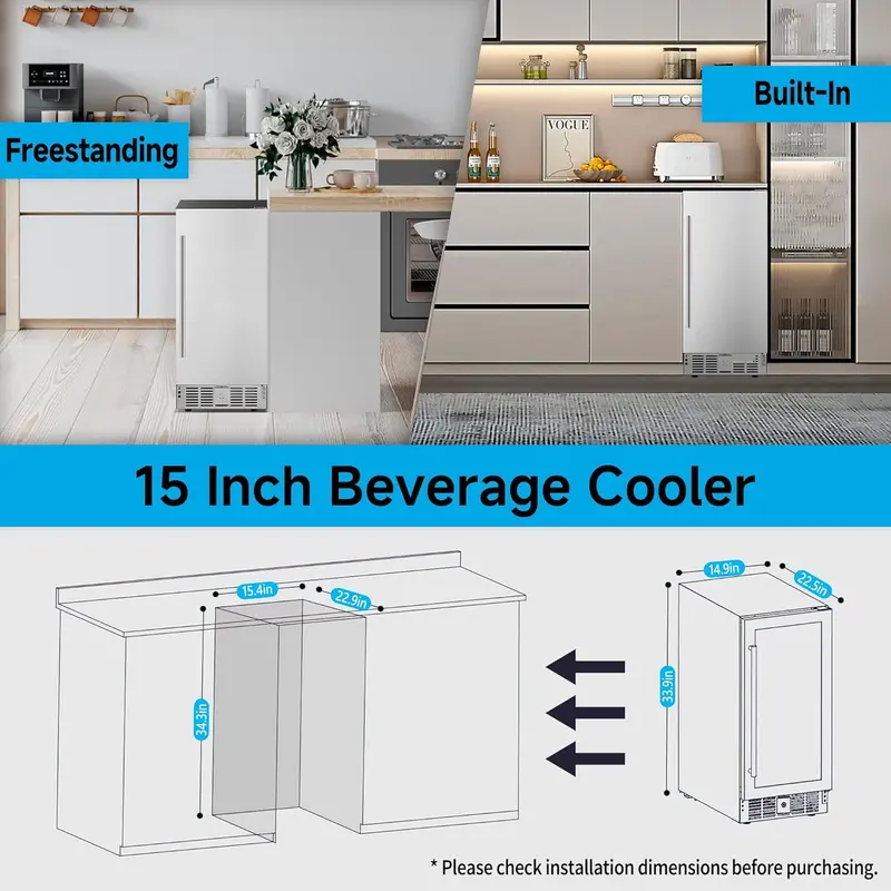 Beverage Refrigerator Cooler – 3.2 Cu. Ft. Glass-Door Mini Fridge, Holds 126 Cans, 4 Adjustable Shelves, Sleek Silver Finish