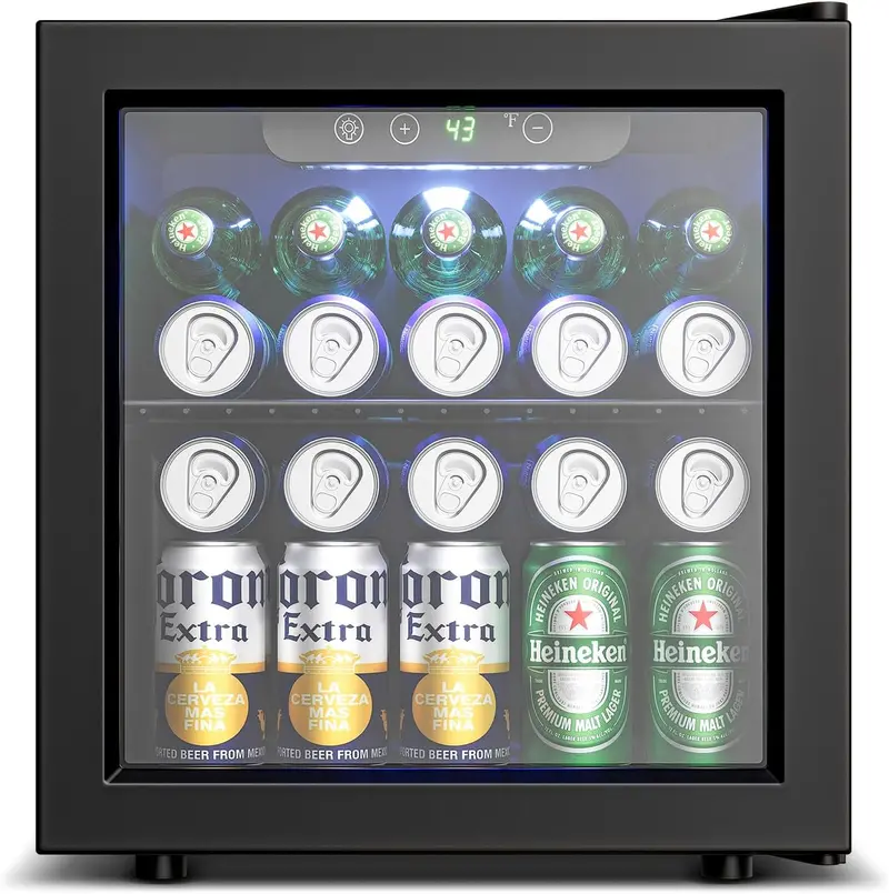 Beverage Refrigerator Cooler – 3.2 Cu. Ft. Glass-Door Mini Fridge, Holds 126 Cans, 4 Adjustable Shelves, Sleek Silver Finish
