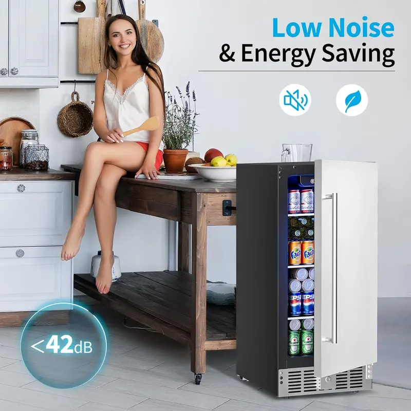 Beverage Refrigerator Cooler – 3.2 Cu. Ft. Glass-Door Mini Fridge, Holds 126 Cans, 4 Adjustable Shelves, Sleek Silver Finish