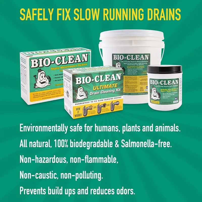 Bio-Clean Natural Drain Cleaner – 2-Pound Enzyme Formula, Septic-Safe, Eco-Friendly, 100 Treatments