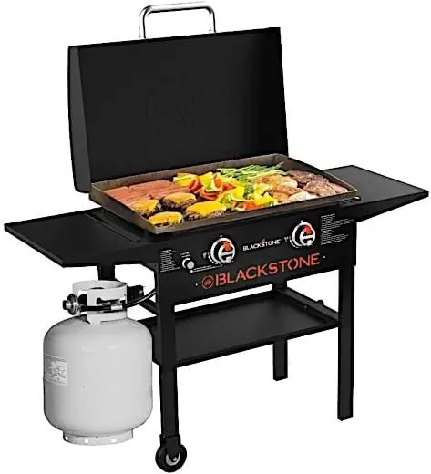 Blackstone 1883 Flat Top Griddle Station – 28" Heavy-Duty Gas Grill with Hood & Side Shelves
