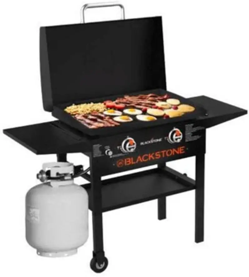Blackstone 1883 Flat Top Griddle Station – 28" Heavy-Duty Gas Grill with Hood & Side Shelves
