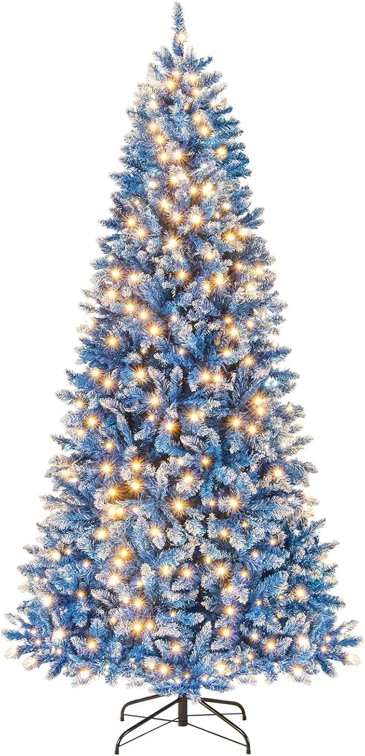Blue Frosted Christmas Tree – PVC Branch Tips with Warm White LED Illumination