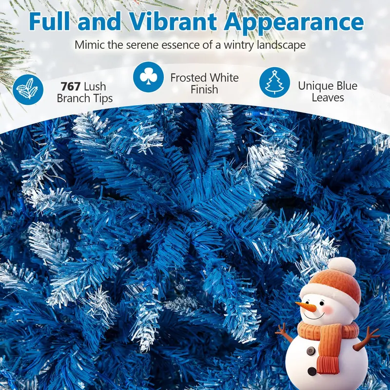 Blue Frosted Christmas Tree – PVC Branch Tips with Warm White LED Illumination