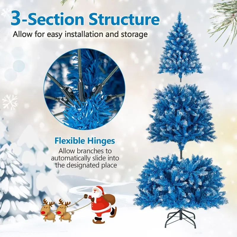 Blue Frosted Christmas Tree – PVC Branch Tips with Warm White LED Illumination