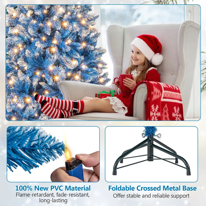 Blue Frosted Christmas Tree – PVC Branch Tips with Warm White LED Illumination