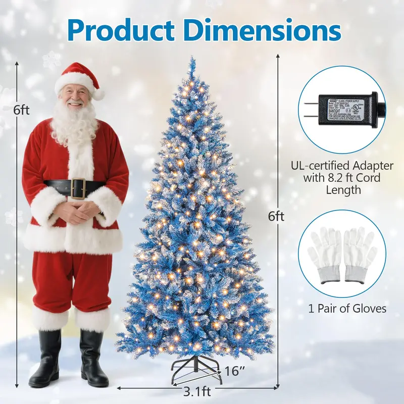 Blue Frosted Christmas Tree – PVC Branch Tips with Warm White LED Illumination