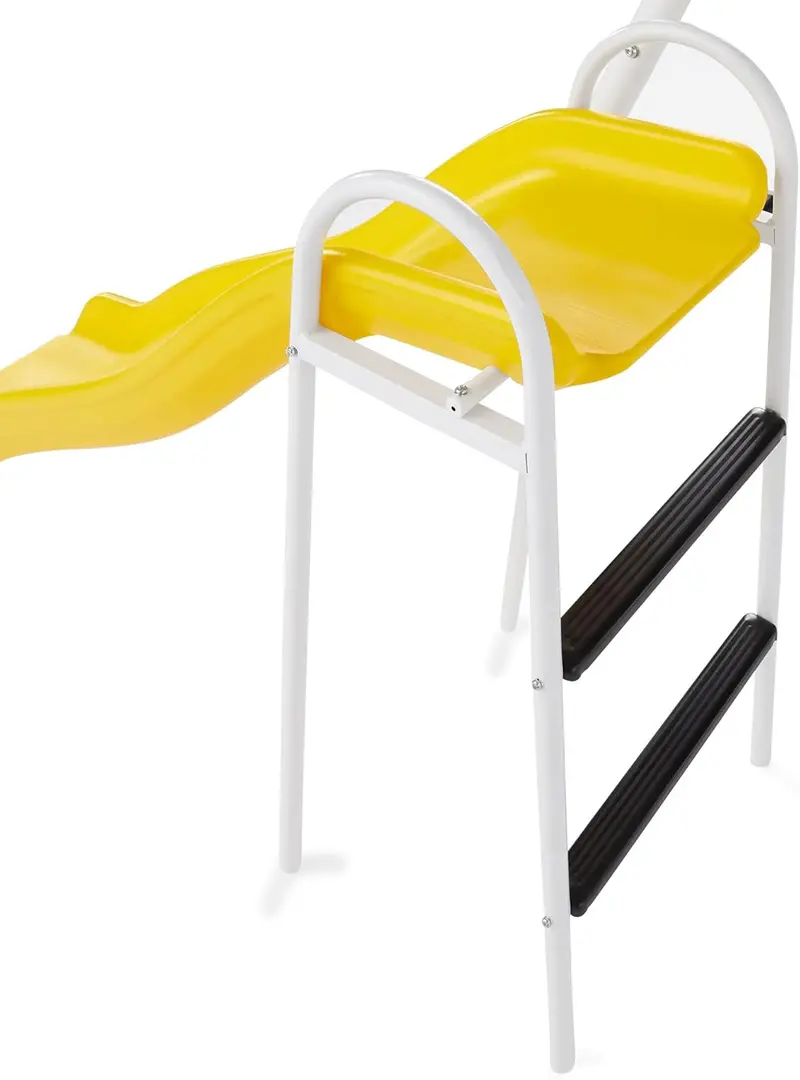 Blue Ridge Backyard Playground – Sturdy Metal A-Frame Swing Set with Glider, Trapeze, Dual Swings & Slide