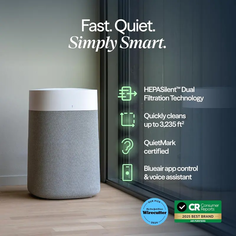 Blueair Blue Pure 211i Max – HEPASilent Smart Air Cleaner for Large Homes (3,048 ft²/hr), Virus, Mold & Smoke Removal