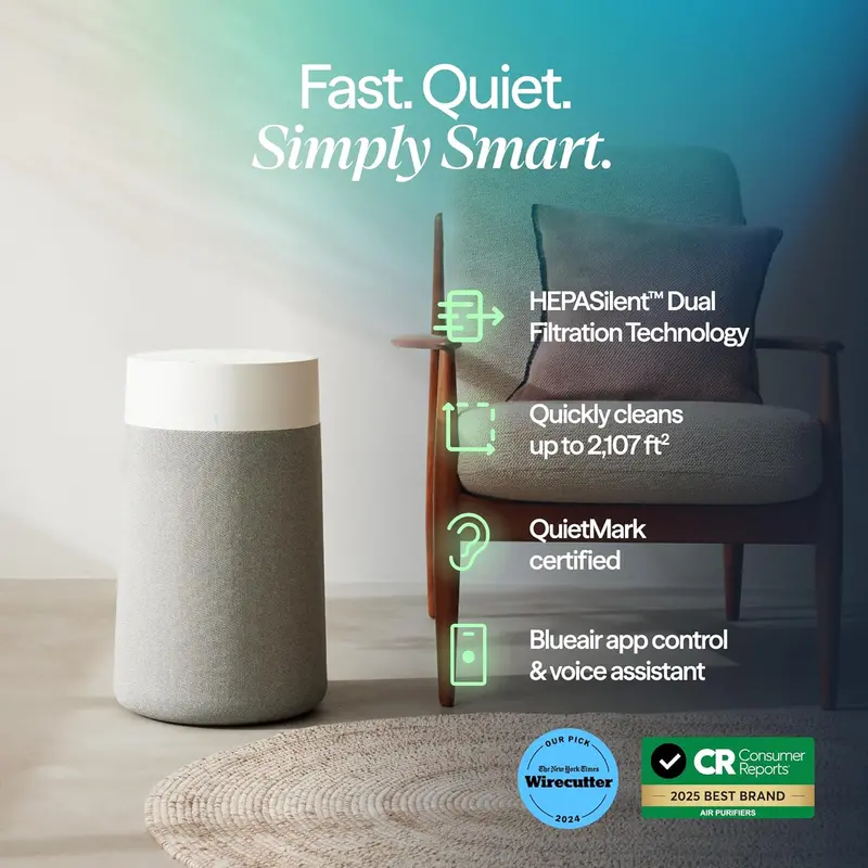 Blueair Blue Pure 311i Max Air Purifier – HEPASilent Smart Cleaner for Medium Rooms (1,858 sq ft/hr), Allergens, Smoke & Viruses
