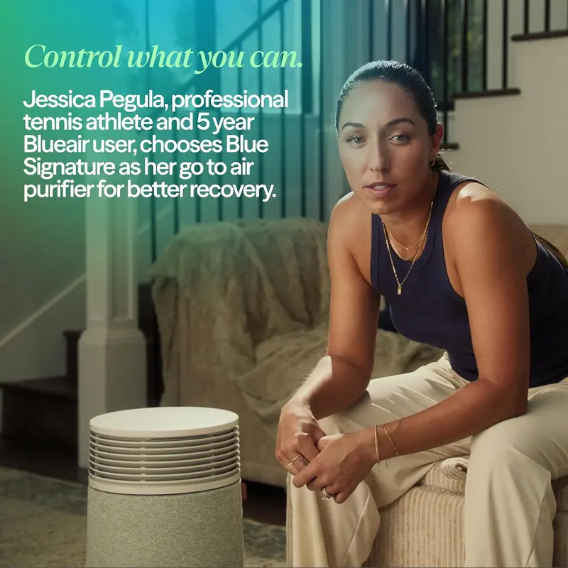 Blueair Blue Signature SP3i – Table-Friendly HEPASilent Air Purifier for Medium Rooms (498 sq ft), WiFi Control & Pet Hair Filtration