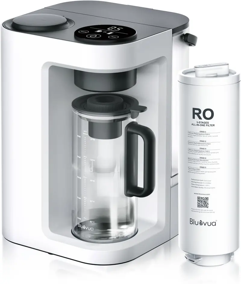 Bluevua RO100ROPOT-Lite(UV) Countertop RO System – 7-Stage Filtration with UV Sterilization & Remineralization