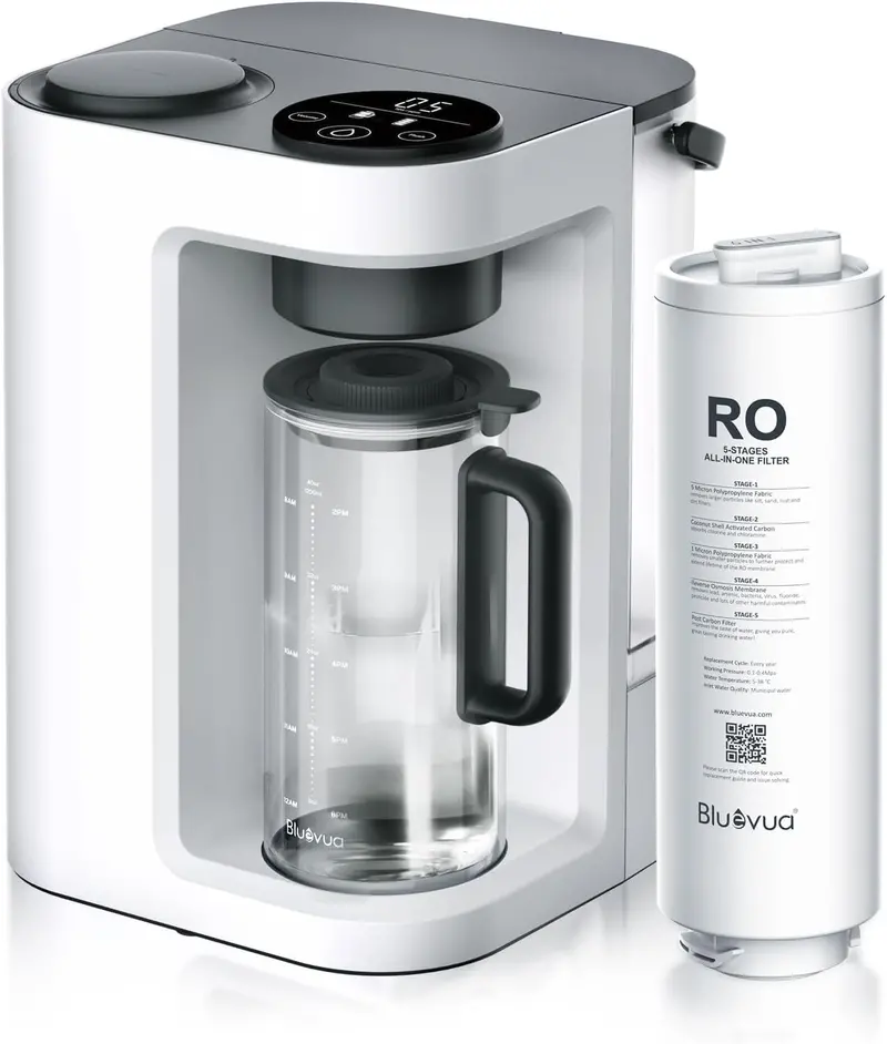 Bluevua RO100ROPOT-Lite(UV) Countertop RO System – 7-Stage Filtration with UV Sterilization & Remineralization
